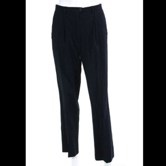 Escada Pants - Escada Blue Wool Pleated High Rise Dress Pants 34